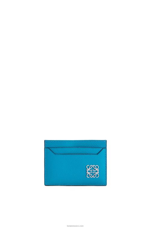 laguna azul tarjetero liso con anagrama de piel de becerro granulada Loewe R8J8Z1415 mujer