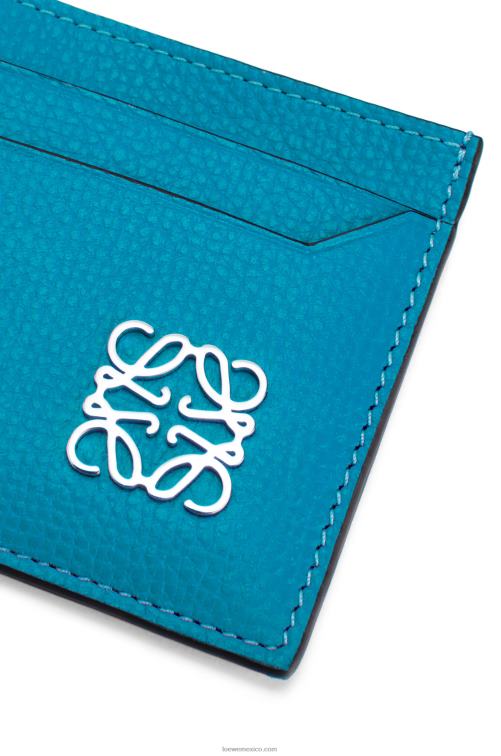 laguna azul tarjetero liso con anagrama de piel de becerro granulada Loewe R8J8Z1415 mujer