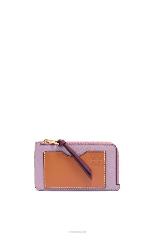 malva sucio/tostado tarjetero con monedas de piel de becerro granulada suave Loewe R8J8Z1342 mujer