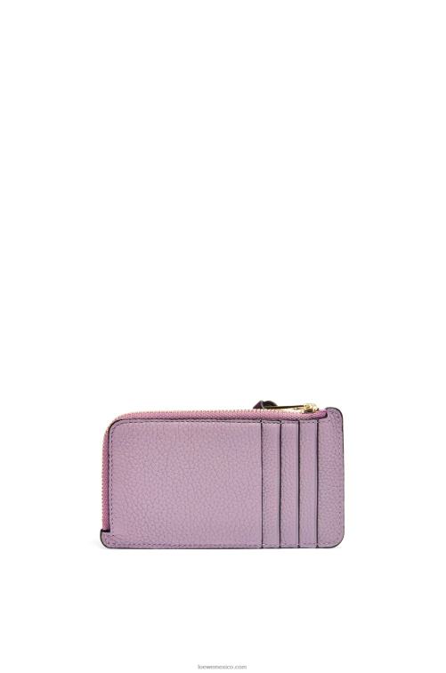 malva sucio/tostado tarjetero con monedas de piel de becerro granulada suave Loewe R8J8Z1342 mujer