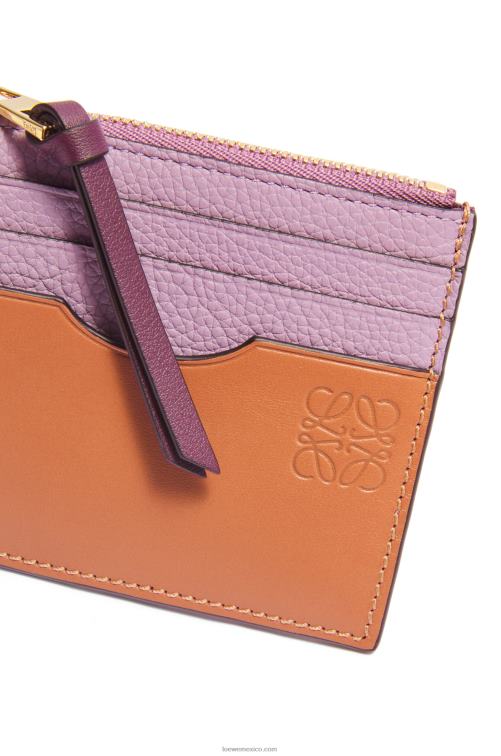 malva sucio/tostado tarjetero cuadrado de suave piel de becerro graneada con cadena Loewe R8J8Z1365 mujer