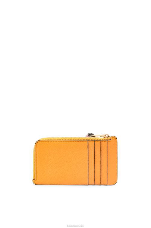 mandarina/arrecife de coral tarjetero con monedas de piel de becerro granulada suave Loewe R8J8Z1408 mujer
