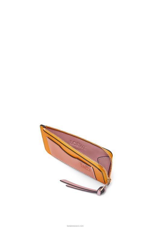 mandarina/arrecife de coral tarjetero con monedas de piel de becerro granulada suave Loewe R8J8Z1408 mujer