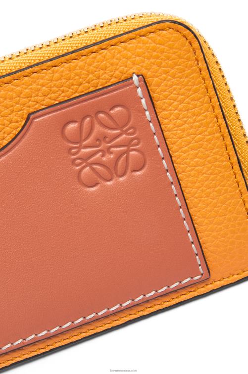 mandarina/arrecife de coral tarjetero con monedas de piel de becerro granulada suave Loewe R8J8Z1408 mujer