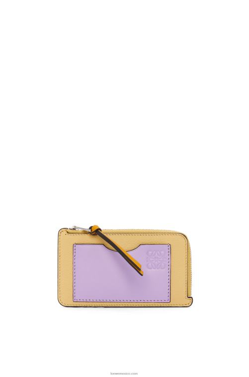 mantequilla oscura/malva tarjetero con monedas de piel de becerro granulada suave Loewe R8J8Z1341 mujer