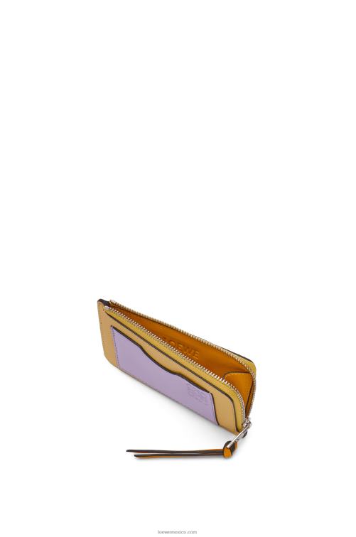 mantequilla oscura/malva tarjetero con monedas de piel de becerro granulada suave Loewe R8J8Z1341 mujer