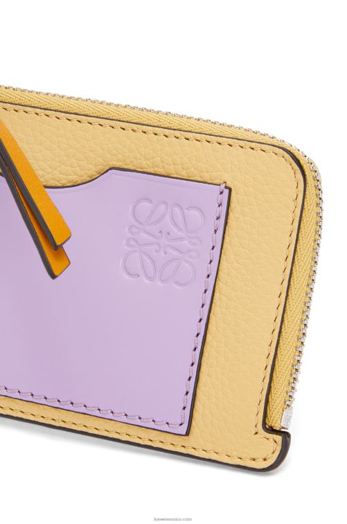 mantequilla oscura/malva tarjetero con monedas de piel de becerro granulada suave Loewe R8J8Z1341 mujer