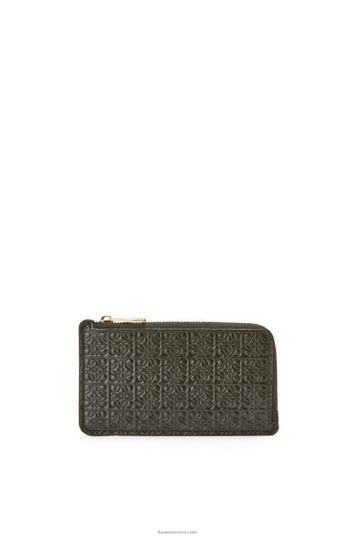 negro tarjetero con motivo de monedas de piel de becerro de seda repujada Loewe R8J8Z1346 mujer