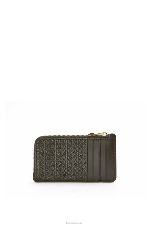 negro tarjetero con motivo de monedas de piel de becerro de seda repujada Loewe R8J8Z1346 mujer