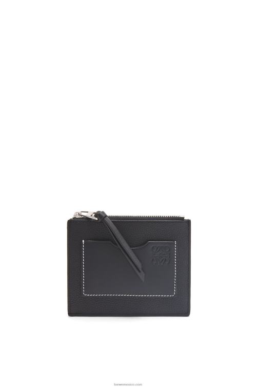 negro tarjetero grande con monedas de suave piel de becerro granulada Loewe R8J8Z1386 mujer