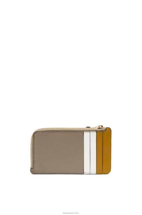 ocre/verde laurel tarjetero puzzle coin de piel de becerro clásica Loewe R8J8Z1406 mujer