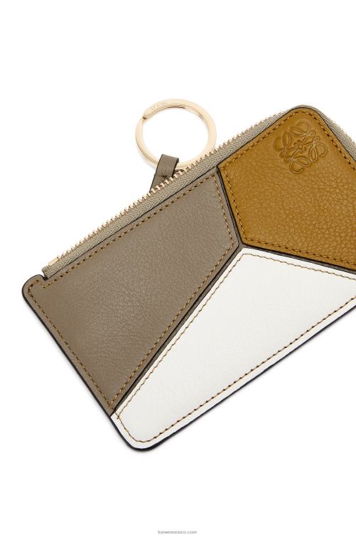 ocre/verde laurel tarjetero puzzle coin de piel de becerro clásica Loewe R8J8Z1406 mujer