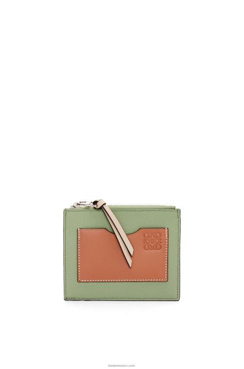 romero/bronceado tarjetero grande con monedas de suave piel de becerro granulada Loewe R8J8Z1354 mujer