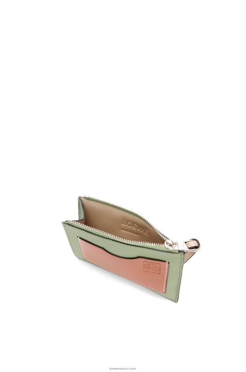 romero/bronceado tarjetero grande con monedas de suave piel de becerro granulada Loewe R8J8Z1354 mujer