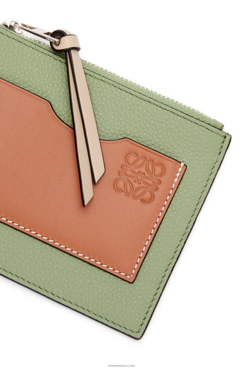 romero/bronceado tarjetero grande con monedas de suave piel de becerro granulada Loewe R8J8Z1354 mujer