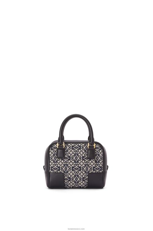 azul marino/negro Bolso amazona 16 square en jacquard anagrama y piel de becerro Loewe R8J8Z139 mujer