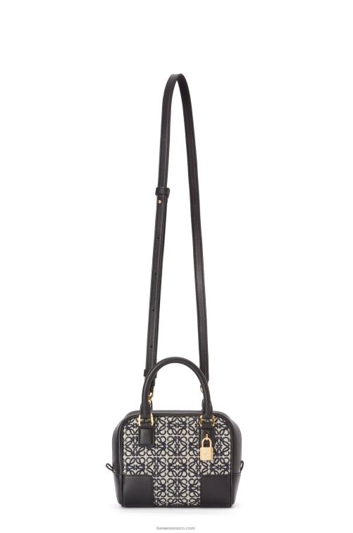 azul marino/negro Bolso amazona 16 square en jacquard anagrama y piel de becerro Loewe R8J8Z139 mujer