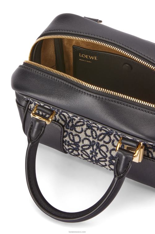azul marino/negro Bolso amazona 16 square en jacquard anagrama y piel de becerro Loewe R8J8Z139 mujer