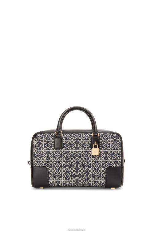azul marino/negro Bolso amazona 28 de jacquard anagrama y piel de becerro Loewe R8J8Z168 mujer