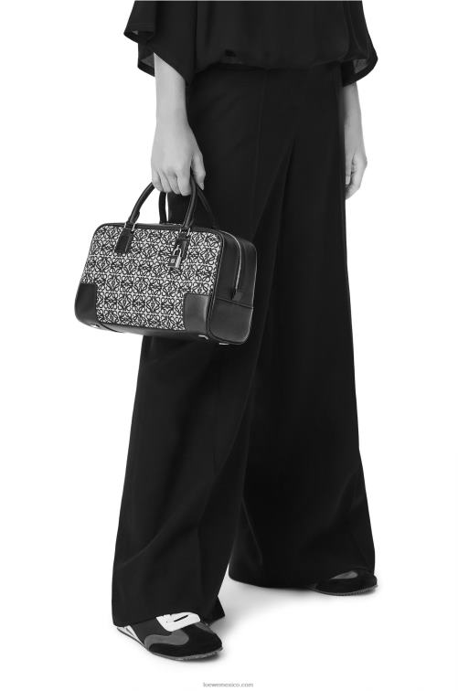 azul marino/negro Bolso amazona 28 de jacquard anagrama y piel de becerro Loewe R8J8Z168 mujer