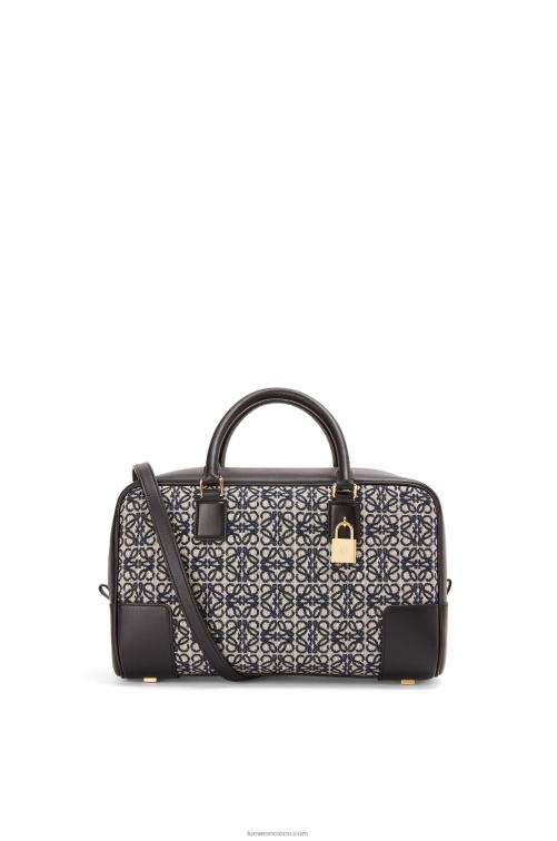 azul marino/negro Bolso amazona 28 de jacquard anagrama y piel de becerro Loewe R8J8Z168 mujer