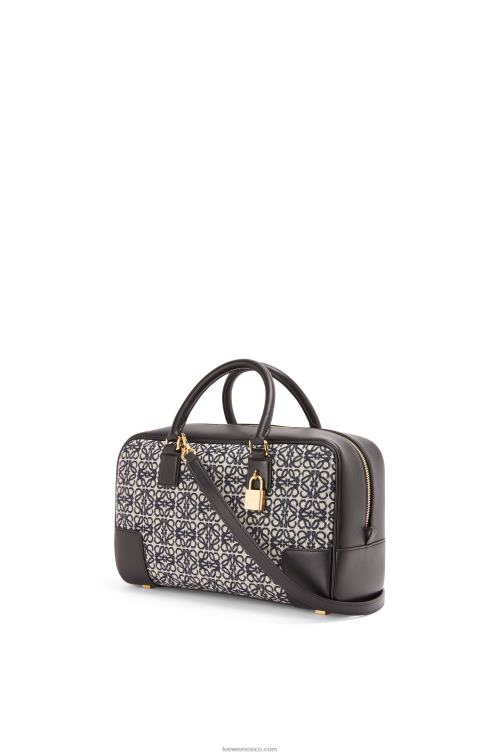 azul marino/negro Bolso amazona 28 de jacquard anagrama y piel de becerro Loewe R8J8Z168 mujer