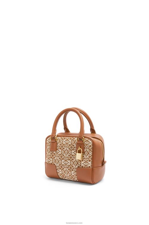 bronceado/pacana Bolso amazona 16 square en jacquard anagrama y piel de becerro Loewe R8J8Z163 mujer