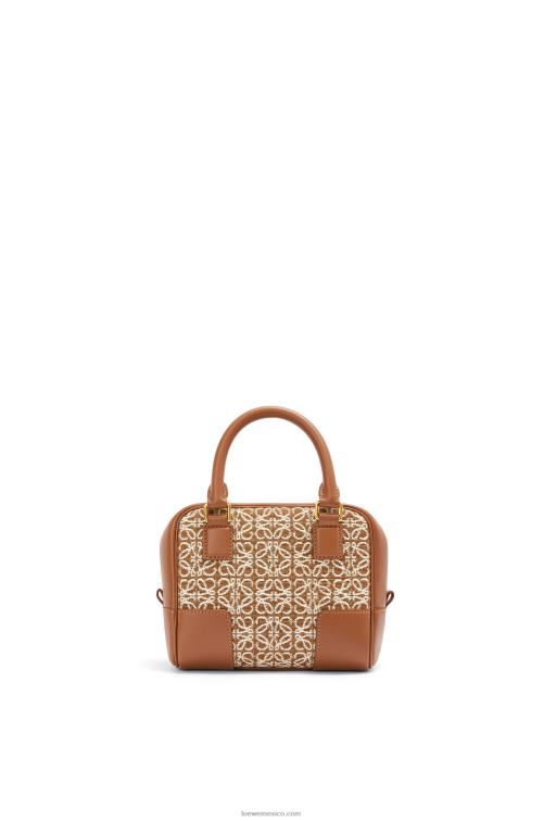 bronceado/pacana Bolso amazona 16 square en jacquard anagrama y piel de becerro Loewe R8J8Z163 mujer