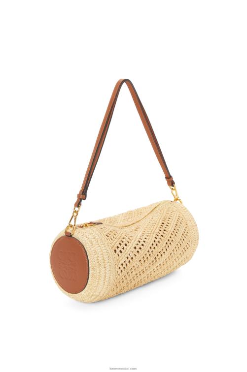 Bronceado natural bolsito para pulsera de rafia y piel de becerro Loewe R8J8Z378 mujer