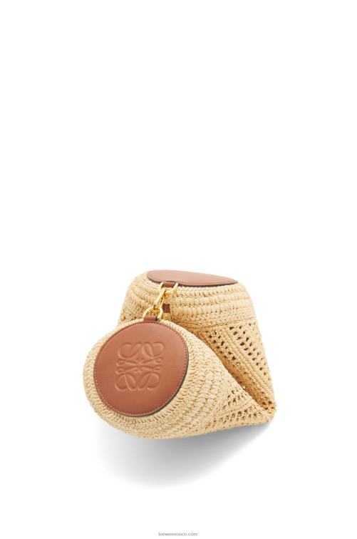 Bronceado natural bolsito para pulsera de rafia y piel de becerro Loewe R8J8Z378 mujer