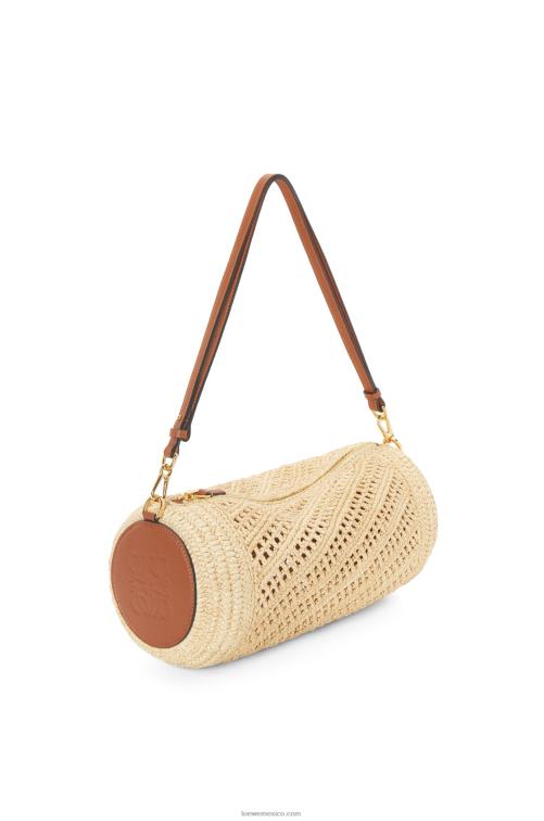 Bronceado natural bolsito para pulsera de rafia y piel de becerro Loewe R8J8Z378 mujer