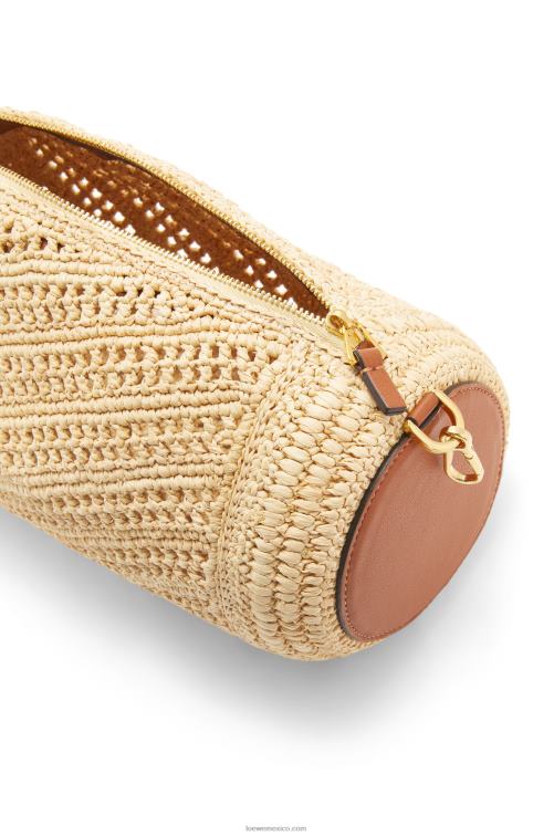 Bronceado natural bolsito para pulsera de rafia y piel de becerro Loewe R8J8Z378 mujer