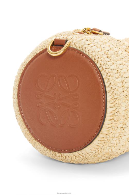 Bronceado natural bolsito para pulsera de rafia y piel de becerro Loewe R8J8Z378 mujer