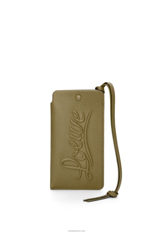 aceituna bolso de mano con asa en piel de becerro clásica Loewe R8J8Z595 mujer