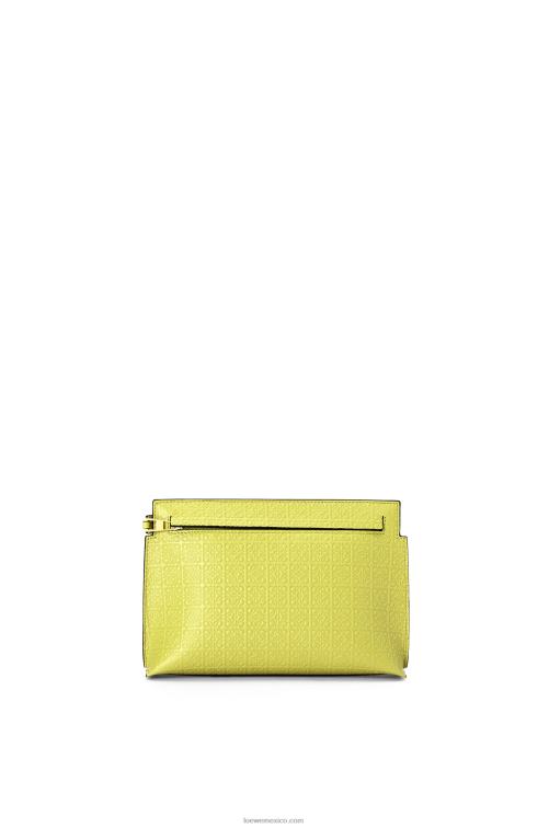 amarillo lima bolso de mano mini con estampado de camiseta de piel de becerro de seda repujada Loewe R8J8Z556 mujer