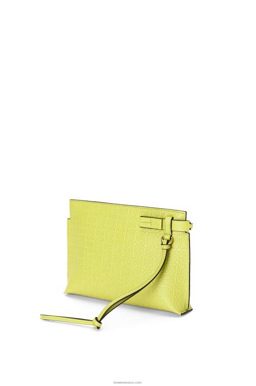 amarillo lima bolso de mano mini con estampado de camiseta de piel de becerro de seda repujada Loewe R8J8Z556 mujer