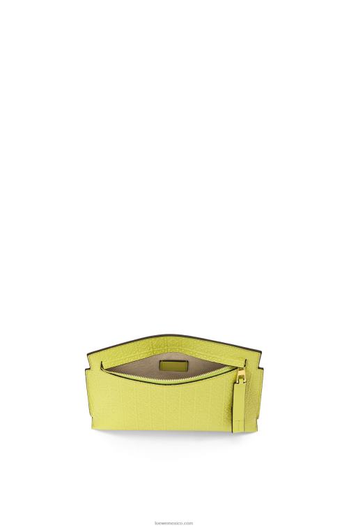 amarillo lima bolso de mano mini con estampado de camiseta de piel de becerro de seda repujada Loewe R8J8Z556 mujer
