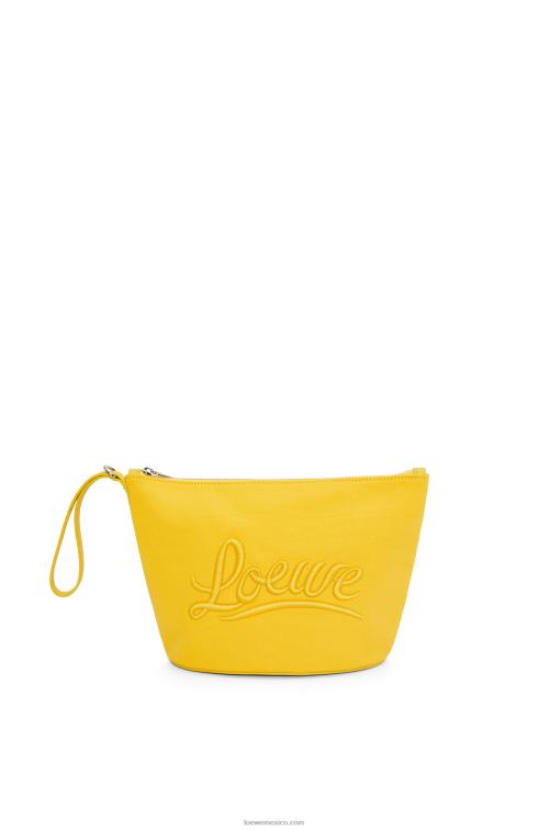 amarillo neceser de lona y piel de becerro Loewe R8J8Z593 mujer