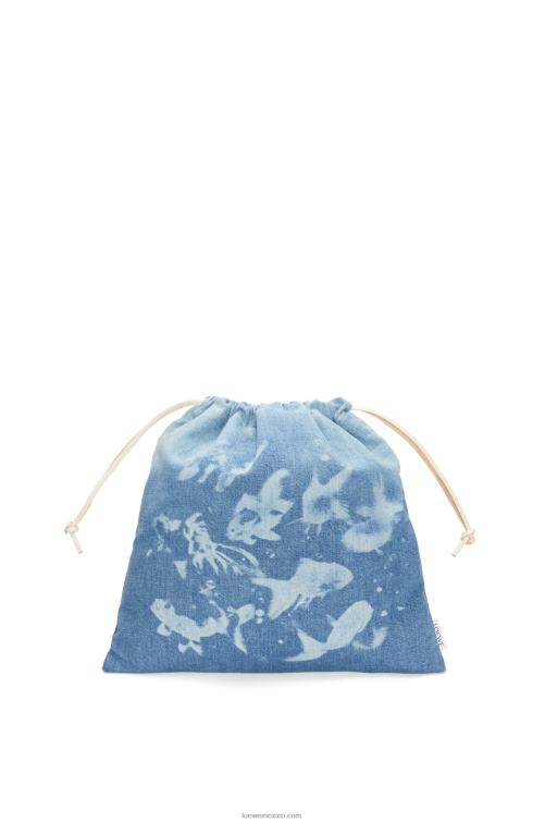 azul claro bolso de mano con cordón y pez en denim Loewe R8J8Z588 mujer