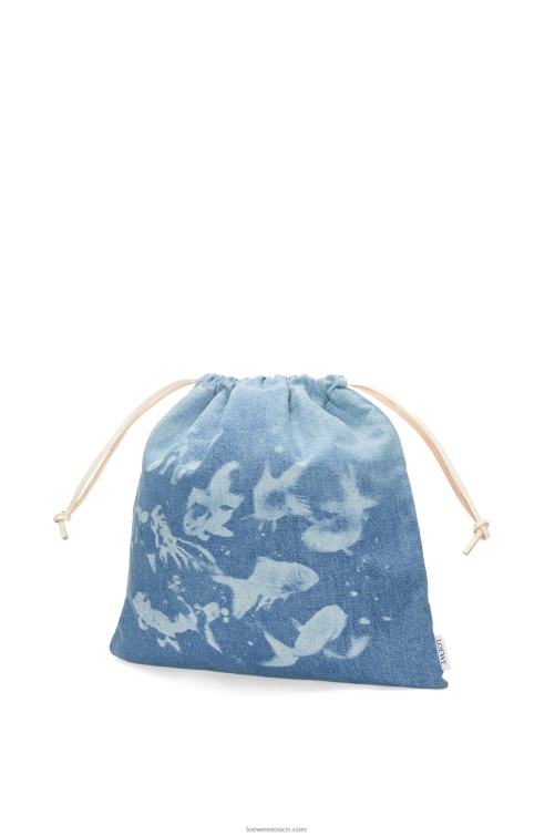 azul claro bolso de mano con cordón y pez en denim Loewe R8J8Z588 mujer