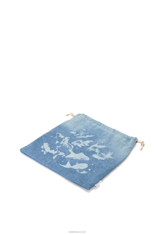 azul claro bolso de mano con cordón y pez en denim Loewe R8J8Z588 mujer