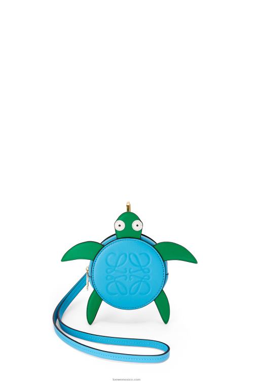 azul verde bolsito tortuga para galletas en piel de becerro clásica Loewe R8J8Z617 mujer