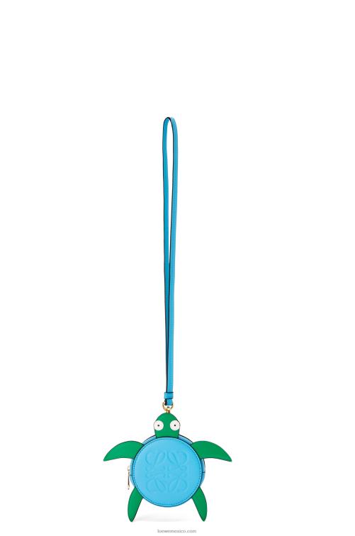 azul verde bolsito tortuga para galletas en piel de becerro clásica Loewe R8J8Z617 mujer