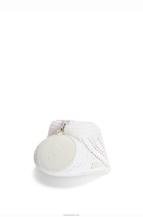 blanco bolsito para pulsera de rafia y piel de becerro Loewe R8J8Z377 mujer