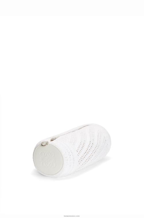 blanco bolsito para pulsera de rafia y piel de becerro Loewe R8J8Z377 mujer