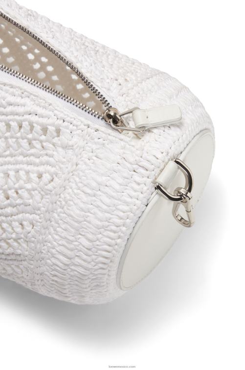 blanco bolsito para pulsera de rafia y piel de becerro Loewe R8J8Z377 mujer