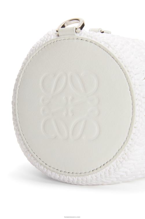 blanco bolsito para pulsera de rafia y piel de becerro Loewe R8J8Z377 mujer
