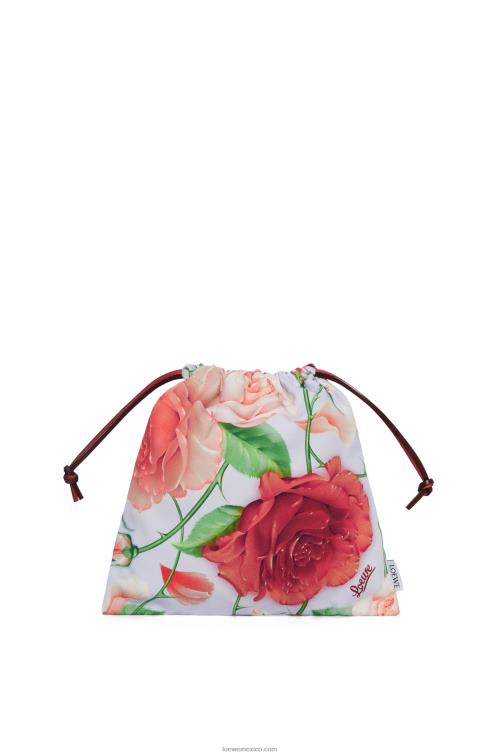lila azul bolsito de lona con cordón y rosas Loewe R8J8Z587 mujer