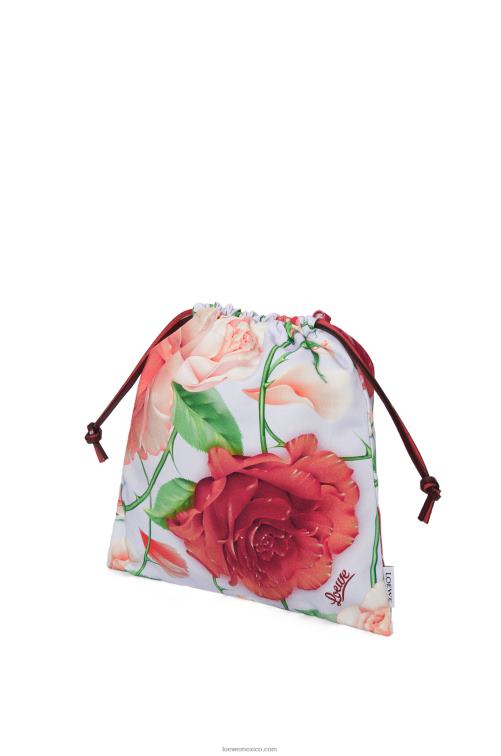 lila azul bolsito de lona con cordón y rosas Loewe R8J8Z587 mujer