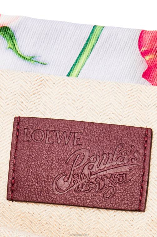lila azul bolsito de lona con cordón y rosas Loewe R8J8Z587 mujer